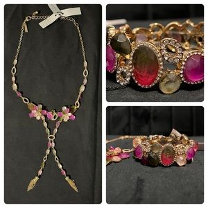 NWT - WHBM Jeweled Necklace & Bracelet Set